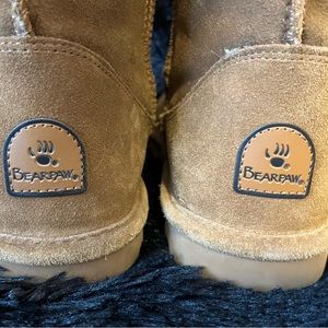 Bearpaw Elle Short Winter Boot Brown/tan Suede Sheepskin/Wool Lining Size 10